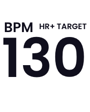 HR+ heart rate target 130 BPM